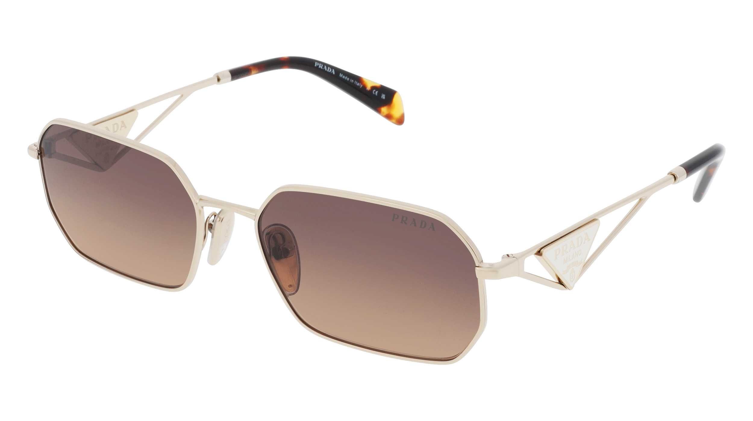 ヒデ Sunglasses PRADA PR A51S ZVN50C 58/17 Man Doré pâle rectangle
